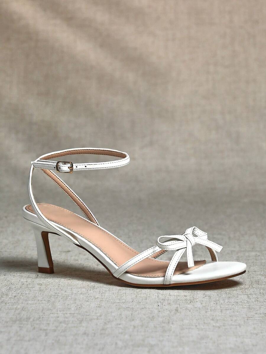 SHUZIA Women's High Heel , Elegant Faux Leather Fashionable Buckled Back Strap Sandal - White - View 1