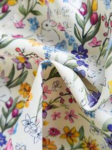 Vintaside Kids Young Girl Fashion Cute Embroidered Rabbit Summer Dress - Apricot - View 7