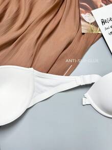 SHEIN 1 件女士纯色舒适无缝无钢圈抹胸文胸 - 白色 - 查看 4