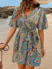 Breezaya 1 件女式无袖 V 领连体裤，夏季时尚