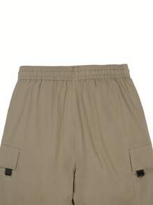 Manfinity Homme Loose Fit Men's Flap Pocket Drawstring Waist Cargo Shorts - Mocha Brown - View 5