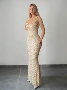 Sweetina 女士无袖碎花连衣裙 - 粉色 - 查看 3