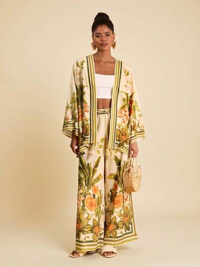 Travachic 女士日常两件套服装、女士夏季服装、沙滩装、复活节、女士沙滩装、春假、女士度假服装、女士演唱会服装、波西米亚风、波西米亚、音乐节、热带度假女装、春夏、和服裤两件套、7 月 4 日服装、节日服装