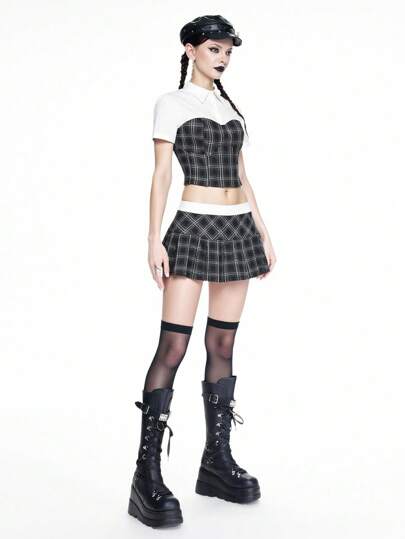 Goth Damen Zweiteiler Set für den täglichen Gebrauch