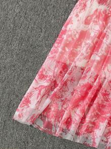 DreamSkyne Casual Elastic Waist Mesh Mid-Length A-Line Skirt - Multicolor - View 4