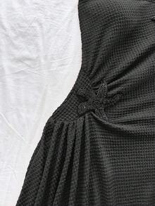 Soleia Bright Orange Tropical Beach Resort Women's Strapless Ruched Flounce Hem Starfish Decor Mini Beach Dress Black Summer Dress Black Vacation Dress Black Beach Dress Black Swimsuit Cover Up Black Beach Cover Up