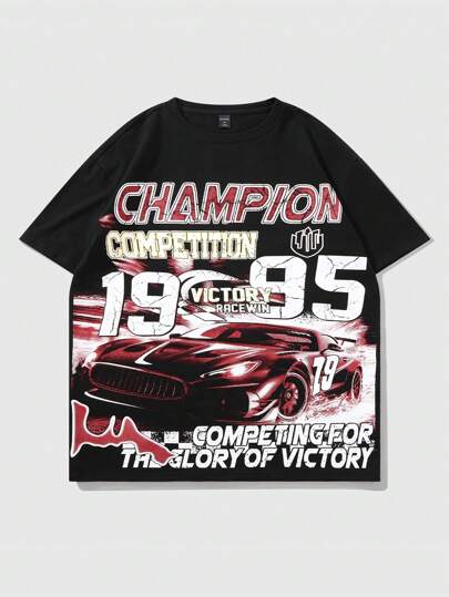 Street Life Herren Straßen-Grafik bedrucktes Kurzarm T-Shirt, geeignet für den täglichen Gebrauch im Frühling/Sommer