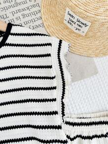 LMoss Kids 2pcs/Set Girls Striped Knit Crew Neck T-Shirt And Shorts Set