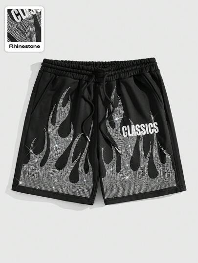 Street Life شورت رجالي بطبعة الماس المشتعل المترقرق، للصيف