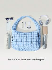 GLOWMODE Quilted Water-Resistant Carryall Shoulder Bag - Blue - View 2