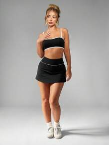 MISSGUIDED Gonna da tennis sportiva, minigonna attiva da allenamento, abbigliamento da fitness, gonna da corsa con pantaloncini integrati, abbigliamento da campo