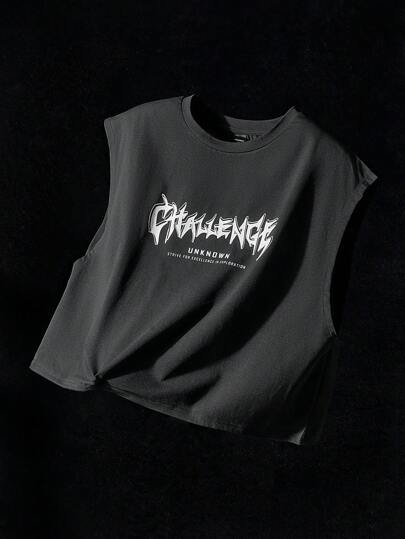 NEON BLANC Camiseta de manga murciélago con eslogan gótico grande impreso, para hombre, inspirada en el streetwear, para el verano