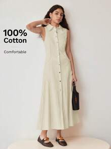 MOTF STUDIO VESTIDO CON CORTE SESGADO Y ABOTONADO