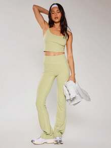 Musera Sport High Waisted Sculpt Flare Sports Leggings Only, Padel, Tennis, Pickleball Gym Fitness - Mint Green - View 5