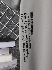 SHEIN 青少年男童休闲标语印花短袖T恤，夏季 - 灰色 - 查看 4