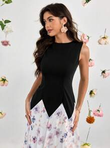 Modelyn Vestido Elegante e Romântico de Chifon Sem Mangas Longo, Primavera/Verão - Multicolorido - Visão 6