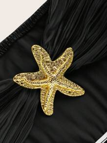 SHEIN SXY Rochie mini pentru femei, cu bretele lungi, cu decor metalic, pentru vacanță de vară și plajă