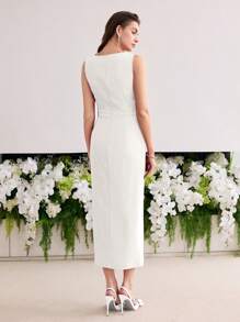 MOTF Soiréza KNOT SPLIT DRESS - Beige - View 3