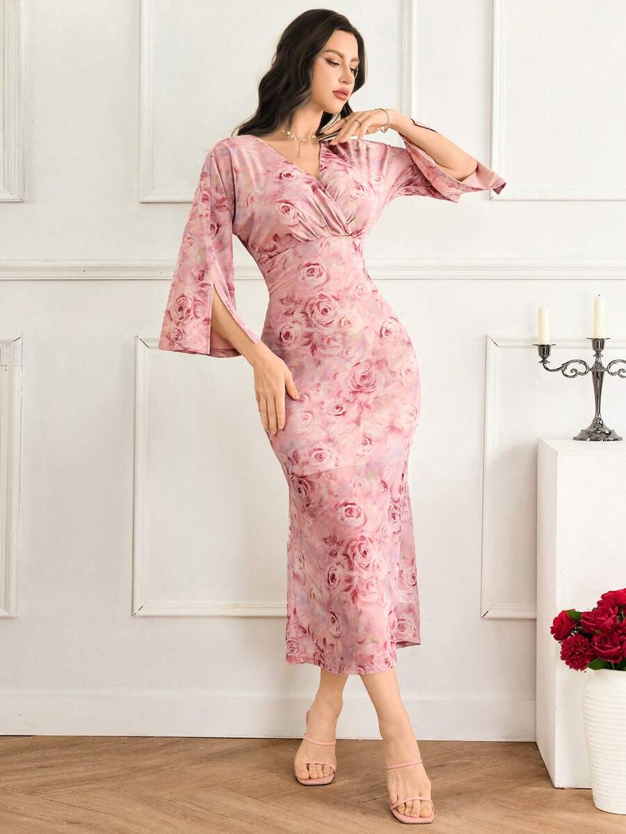 Modelyn Vestido entallado con estampado floral para mujer - Rosa - Ver 1