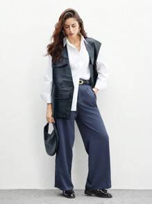 CUCCOO BIZCHIC 女士时尚黑色漆皮流苏平底乐福鞋