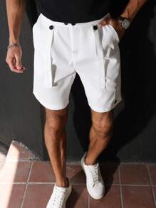 Manfinity Homme Men's Solid Color Casual Everyday Shorts , Men Clothing Men Shorts - White - View 7