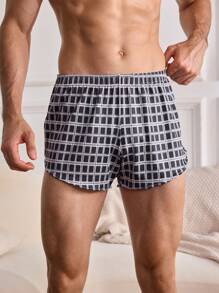 4pcs/Pack Men's Plaid Basic Simple Comfy Boxers - Multicolor - View 1