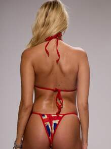 MUSERA Triangle Union Jack Bikini Bottoms Spring, Summer, Holiday, Festival, Rave, Grunge, Cool Girl, Y2K Punk's Graphic