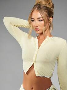 Missguided x Playboy 圣诞罗纹针织纽扣长袖短裤睡衣套装