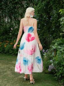 SHEIN MOD Abito elegante senza maniche con stampa floreale, adatto per le vacanze