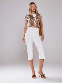 MUSERA Cowgirl Animal Skin Print Cap Sleeve Fitted T-Shirt Top Festival Western Graphic Tees Airport Rave Back To School - White - View 4