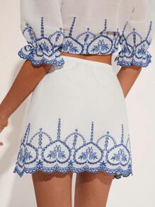 COSMINA Chân váy chữ A in họa tiết cổ điển dành cho nữ - trắng - Xem 2