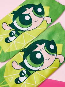 THE POWERPUFF GIRLS X SHEIN 1 Pair Buttercup Pattern Fashion Ankle Socks - Multicolor - View 2
