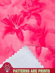 SHEIN MOD Women's Romantic Floral Pattern Asymmetric Hem Bandeau Tank Top, Suitable For Summer Suitable For Going Out - Pink - View 5