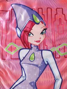 ROMWE MEN Winx Club X ROMWE Men's Cartoon Pattern Short Sleeve Sports T-Shirt, Sports Jersey - Multicolor - View 4