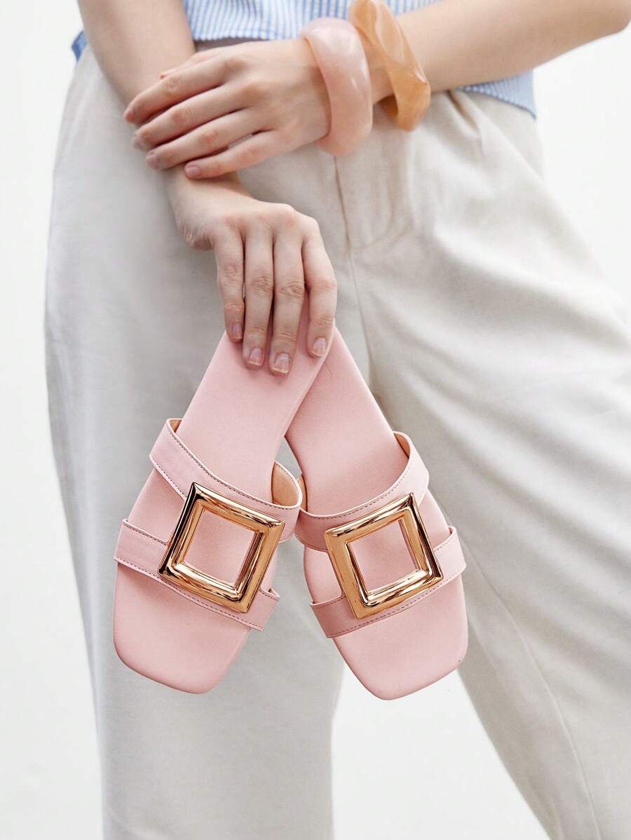 CUCCOO BIZCHIC Women's Fashion Pink Flat Sandals, Simple & Practical Multipurpose - Baby Pink - View 1