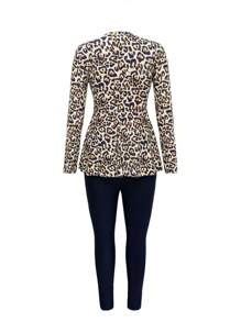 Swim Mulvari Springbreak 新款中东女士保守泳衣两件套，长袖，长裤，印花黑色罩衫保守泳衣，保守泳衣套装布基尼 - 彩色 - 查看 7