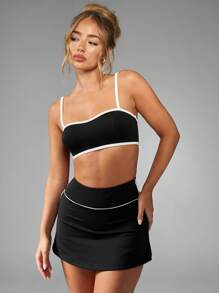 MISSGUIDED Gonna da tennis sportiva, minigonna attiva da allenamento, abbigliamento da fitness, gonna da corsa con pantaloncini integrati, abbigliamento da campo