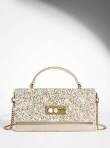 SHEIN BAE Women's Glamorous Sequin Design Handbag - Gold - View 2