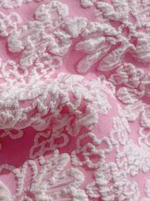 Swim Mod Summer Holiday Special Texture Gold Flower Decor Halter Triangle Cup Sexy Swimwear Top - Pink - View 4