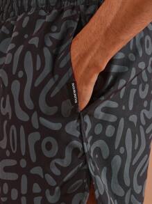 SUMWON Premium Graphic Print Beach Board Shorts Summer Surf Swim Trunks Athletic Adjustable Waist Water Sports Swimwear Vacation Pool Bathing Suit - Black - View 6