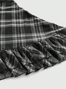 ROMWE J-Fashion Y2K Vintage Plaid Asymmetric Hem Tank Top