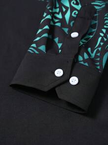 Manfinity AFTRDRK 男士印花纽扣装饰长袖衬衫