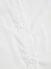 Lyrianda 女士商务休闲时尚衬衫（配领带）、修身版型、七分袖、多用途办公装 - 白色 - 查看 5