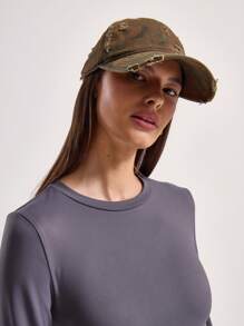 MUSERA Camo Print Distressed Baseball Cap Festival - Army Green - View 2