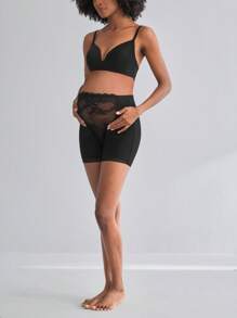 BloomMama Comfy Black Floral Lace High Waist Maternity Brief Underwear - Black - View 5