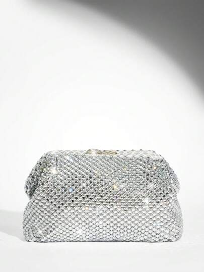 SHEIN BAE 奢华水晶装饰女士晚会手拿包