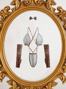 3pcs Leopard & Wildcat Costume Set , Bodysuit And Gloves And Headpiece, Sexy Animal Print Lingerie, Rave - Coffee Brown - View 2