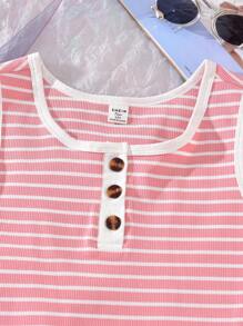 2pcs/Set Striped Dresses For Teen Girls, Includes Striped Dress And Pink Striped Dress