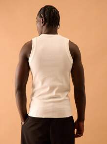 Musero 男士圆领缝线细节紧身罗纹背心，适合秋冬季叠穿