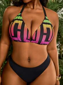 Slaydiva Plus Size Rhinestone Decorated Sexy Party Swimsuit Top For Summer Beach Vacation - Multicolor - View 6